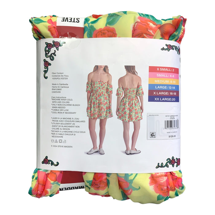 Betsey Johnson Puff Sleeve Babydoll Dress, Smocked Bodice, Lightweight Chiffon