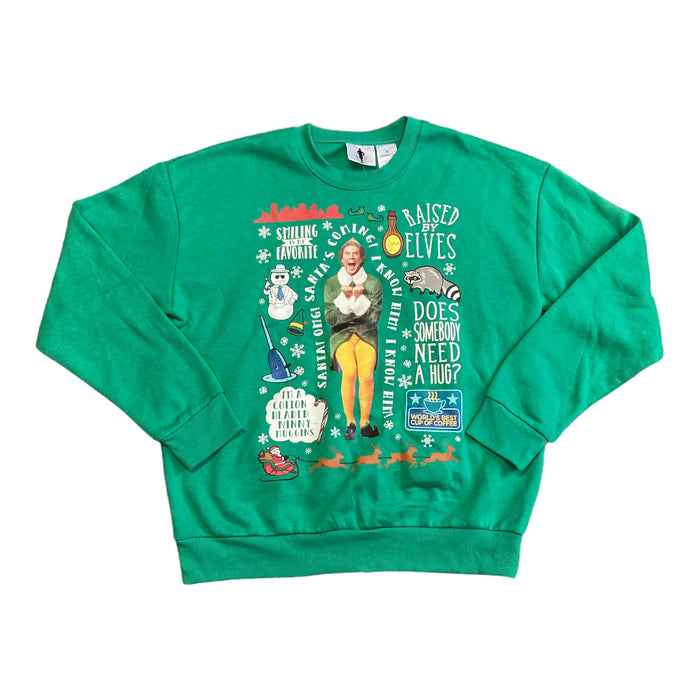 Elf Kid's Long Sleeve Talking Graphic Print Soft Holiday Print Sweatshirt