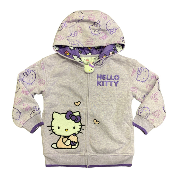 Hello Kitty Youth Girl's Soft Long Sleeve Full Zip Hooded Graphic Design Jacket