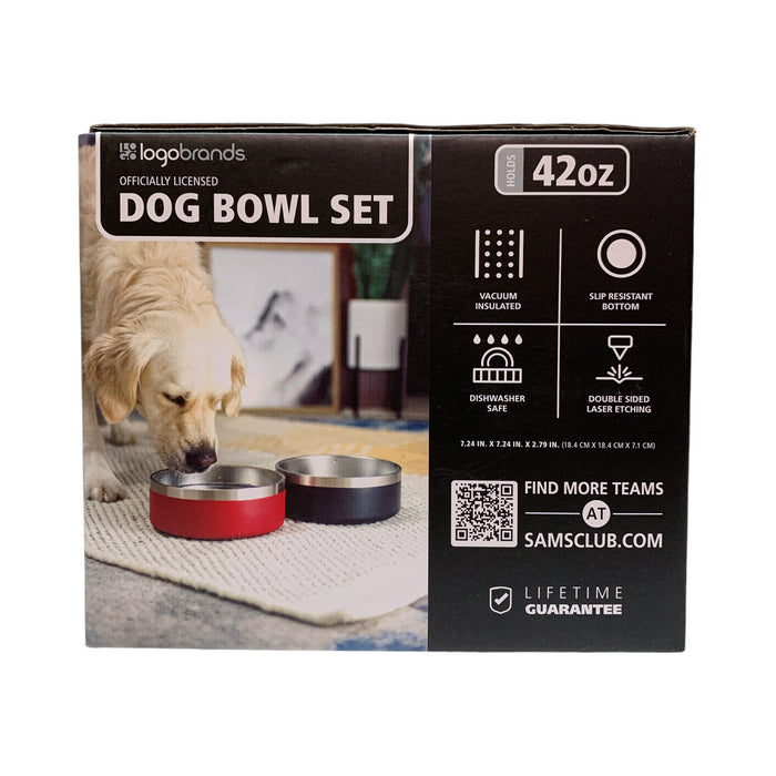 Logo Brands NCAA Double Walled Vacuum Insulated Stainless Steel Dog Bowl Set