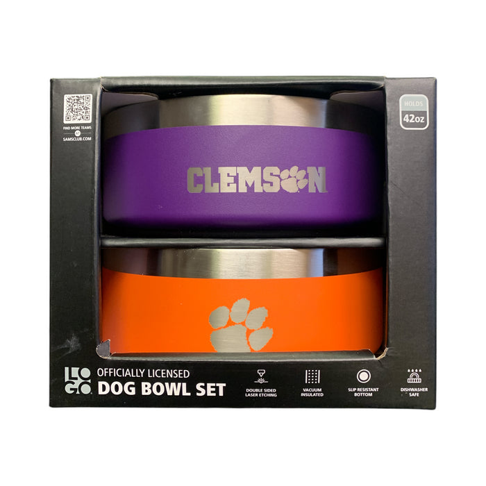 Logo Brands NCAA Double Walled Vacuum Insulated Stainless Steel Dog Bowl Set