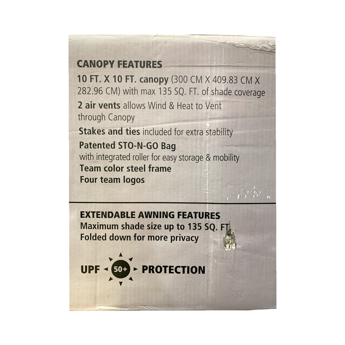 Logo Brands Officially Licensed NCAA 10" X 10" Canopy with Extendable Awning