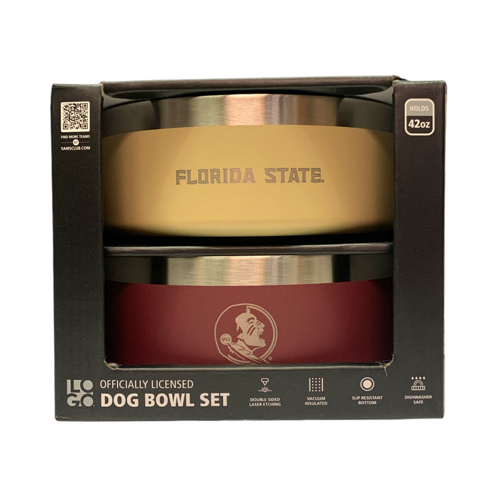 Logo Brands NCAA Double Walled Vacuum Insulated Stainless Steel Dog Bowl Set