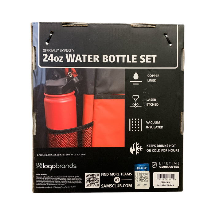 Logo Brands Officially Licensed NFL 24oz Vacuum Insulated Water Bottle Set, 2pk