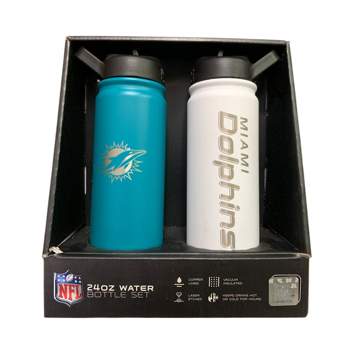 Logo Brands Officially Licensed NFL 24oz Vacuum Insulated Water Bottle Set, 2pk