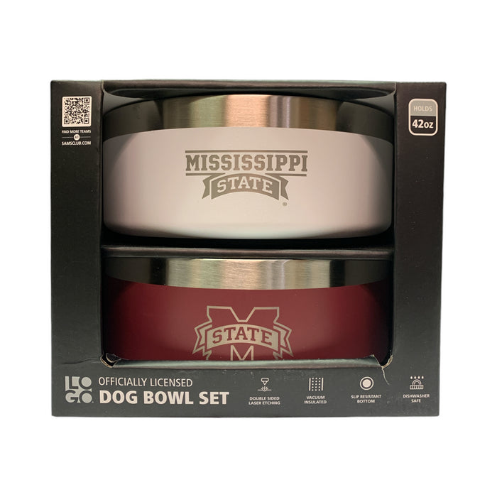 Logo Brands NCAA Double Walled Vacuum Insulated Stainless Steel Dog Bowl Set