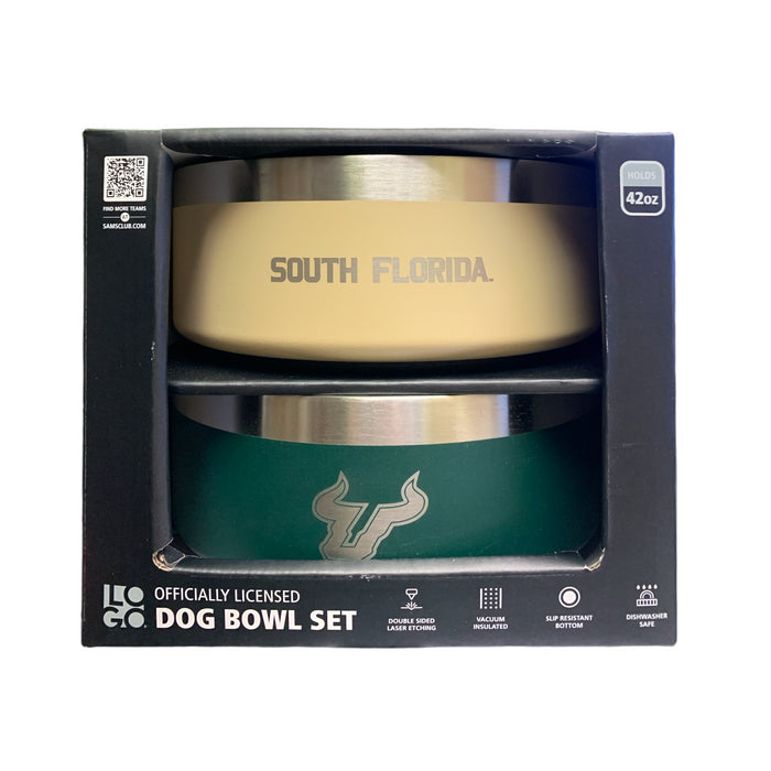 Logo Brands NCAA Double Walled Vacuum Insulated Stainless Steel Dog Bowl Set