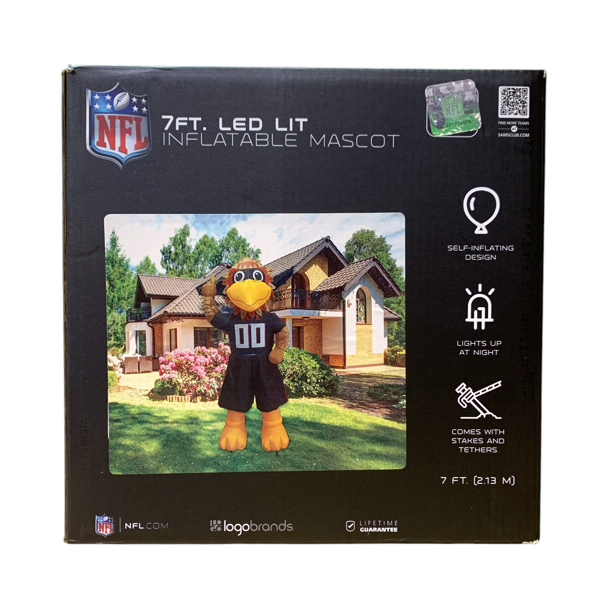 Logo Brands Officially Licensed NFL 7ft. LED Inflatable Mascot Yard De ...