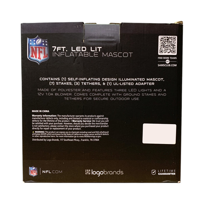 Logo Brands Officially Licensed NFL 7ft. LED Inflatable Mascot Yard Decoration