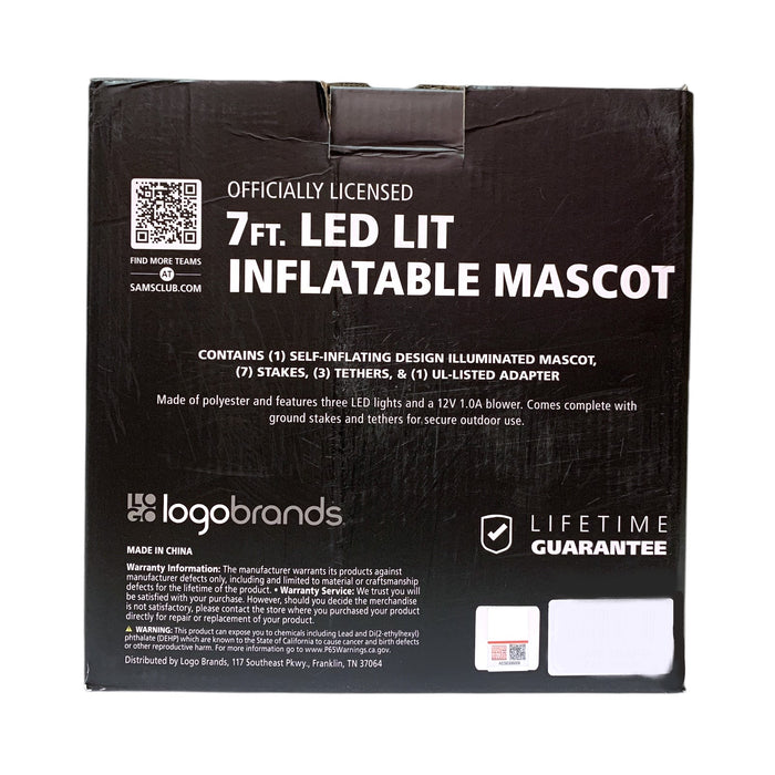 Logo Brands Officially Licensed NCAA 7ft. LED Inflatable Mascot Yard Decoration