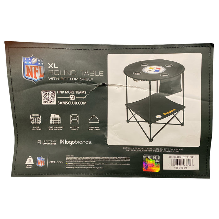 Logo Brands NFL XL Foldable & Portable Round Table with Bottom Shelf