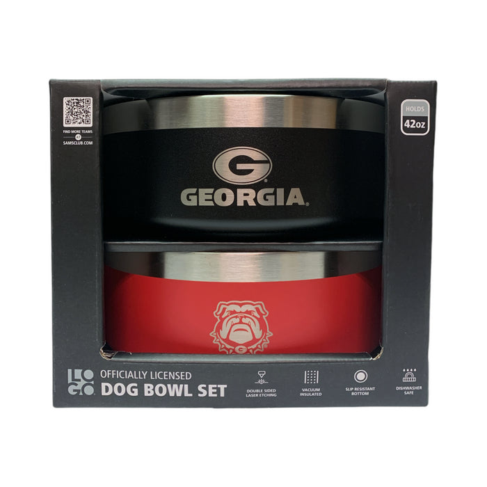 Logo Brands NCAA Double Walled Vacuum Insulated Stainless Steel Dog Bowl Set