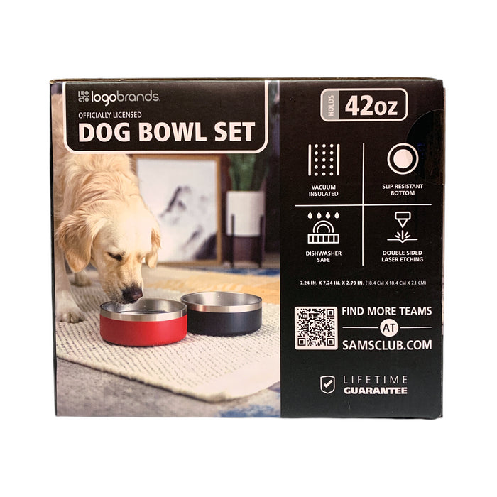 Logo Brands NCAA Double Walled Vacuum Insulated Stainless Steel Dog Bowl Set