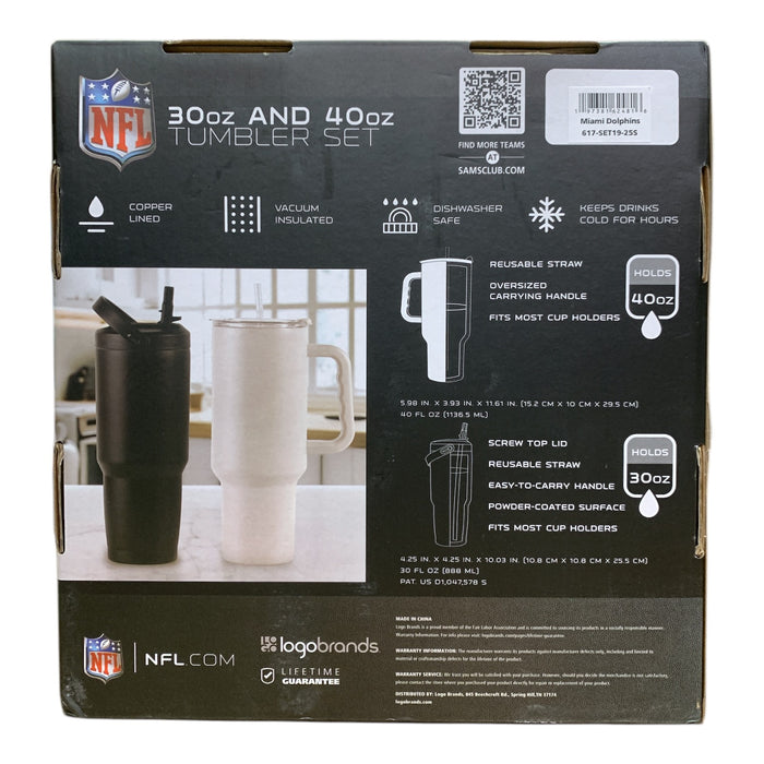 Logo Brands NFL Branded Powder Coated Stainless Steel Tumbler Set