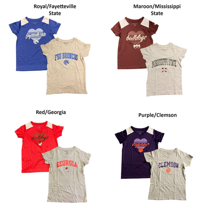 Champion Youth Girl's 2 Pack Short Sleeve Team Logo T Shirt