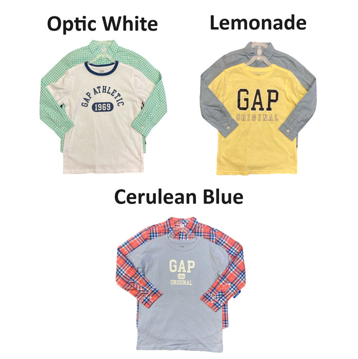 GAP Kid's Boy's 2 Piece Short Sleeve Crewneck and Long Sleeve Button Down Set