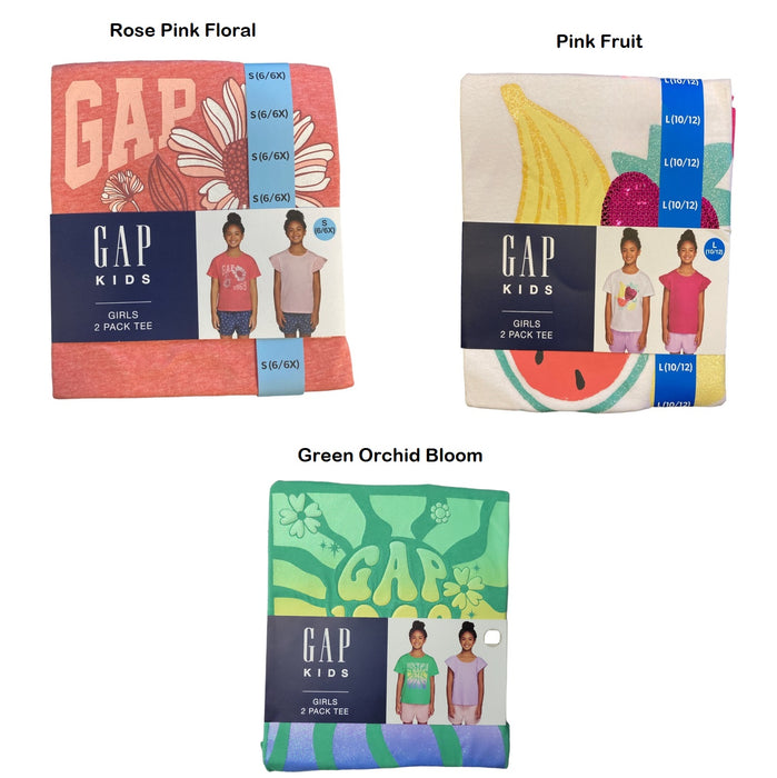 GAP Kids Girl's 2 Pack Soft Short Sleeve Crewneck Graphic Tee