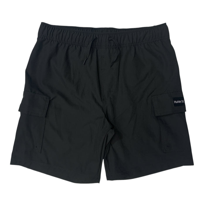 Hurley Boy's Cargo Pocket Drawstring Swim Trunks, Boxer-Brief Style Liner