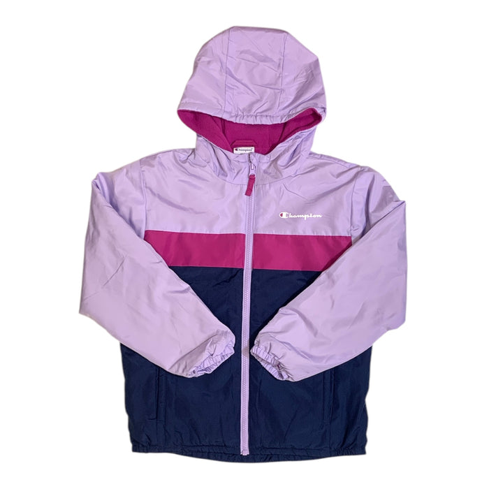 Champion Girl's Windbreaker Jacket, Full Zip, Micro Fleece Lined, Hooded