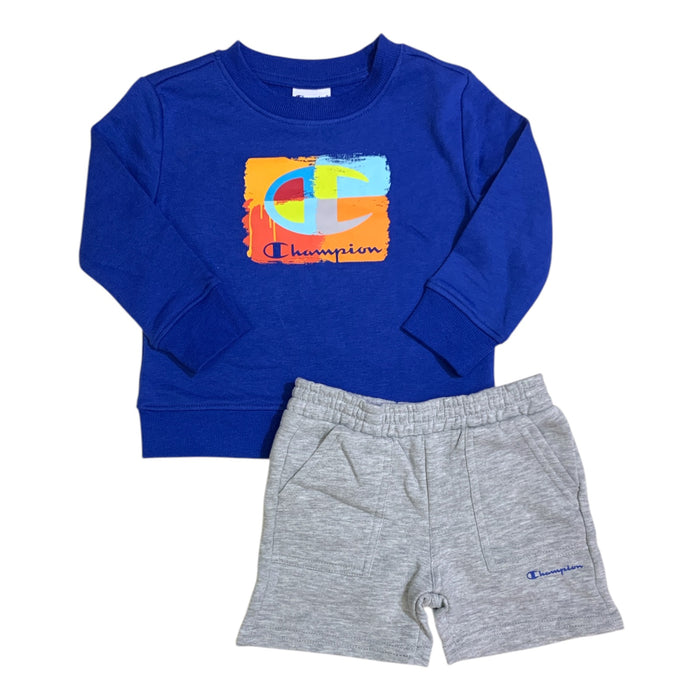 Champion Boys 2-Piece Fleece Short Set, Crewneck, Ribbed Cuffs and Hem