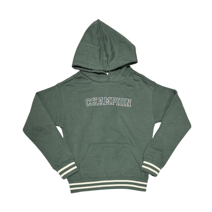 Champion Girls Logo Fleece Hoodie with Kangaroo Pocket, Ribbed Cuffs and Hem
