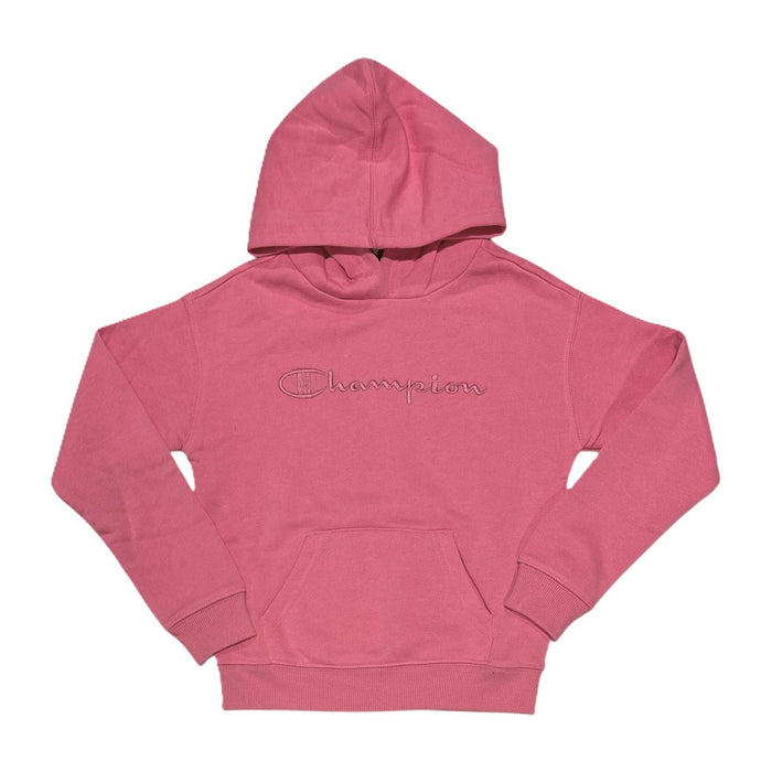 Champion Girls Logo Fleece Hoodie with Kangaroo Pocket, Ribbed Cuffs and Hem