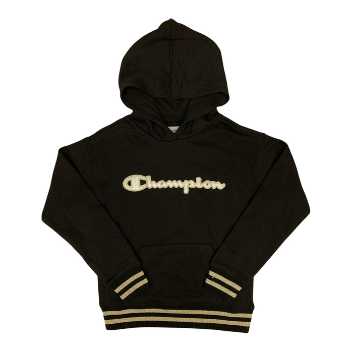 Champion Girls Logo Fleece Hoodie with Kangaroo Pocket, Ribbed Cuffs and Hem