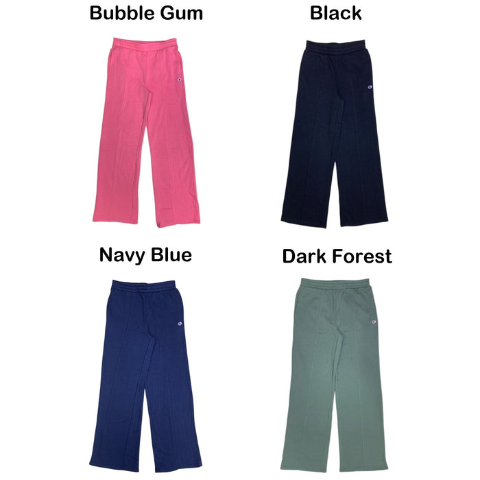 Champion Girl's Fleece Wide Leg Pant, Embroidered Logo, On-Seam Pockets