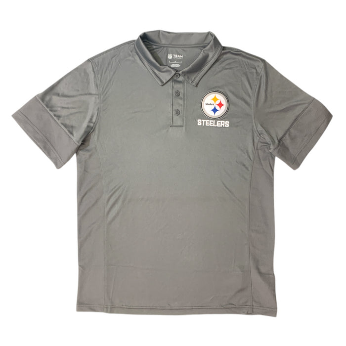 NFL Team Apparel Men's Officially Licensed Buttoned Collared Polo, Grey