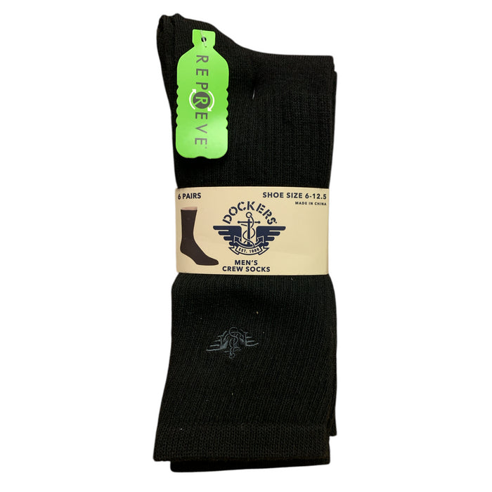 Dockers Men's 6-Pack Embroidered Repreve Dress Crew Sock