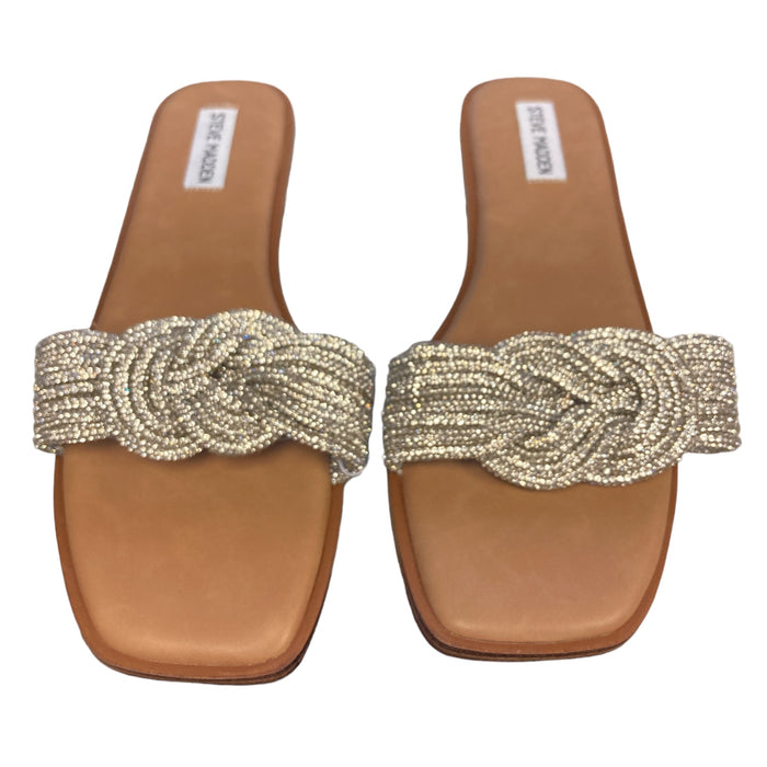 Steve Madden Women's Adore Rhinestone Knot Front Slide Sandal