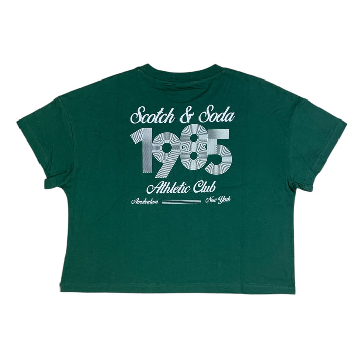 Scotch & Soda Womens "Athletic Club" Boxy Tee, Crewneck, 100% Cotton