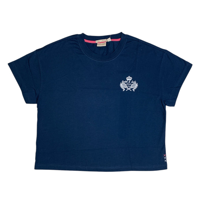 Scotch & Soda Womens "Athletic Club" Boxy Tee, Crewneck, 100% Cotton