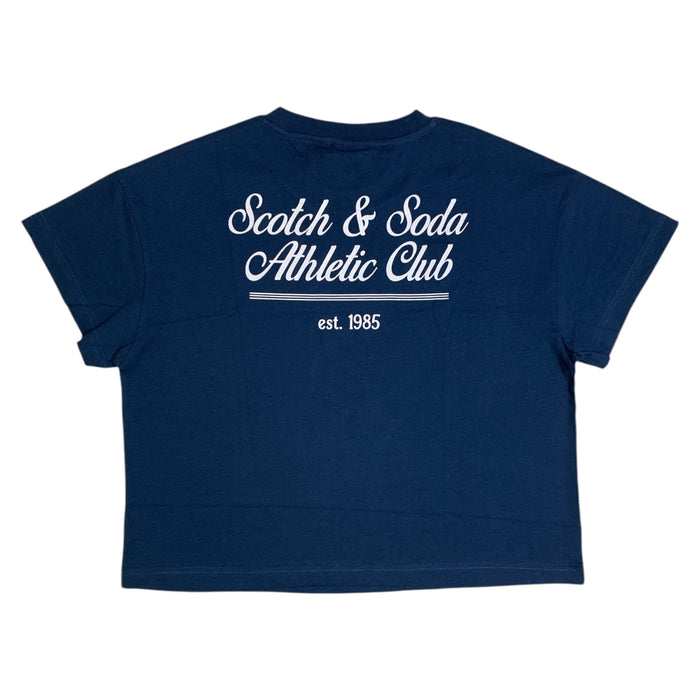Scotch & Soda Womens "Athletic Club" Boxy Tee, Crewneck, 100% Cotton