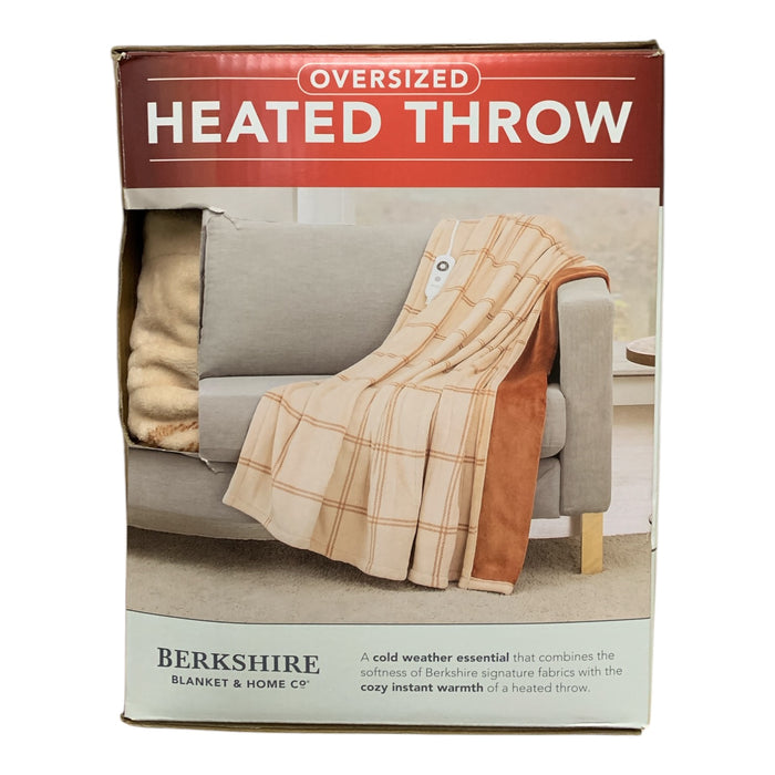 Berkshire Oversized Heated Throw with Auto Shut Off, 60"x70", Neutral