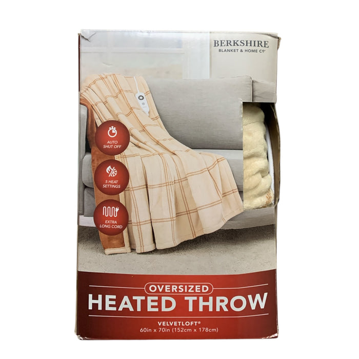 Berkshire Oversized Heated Throw with Auto Shut Off, 60"x70", Neutral