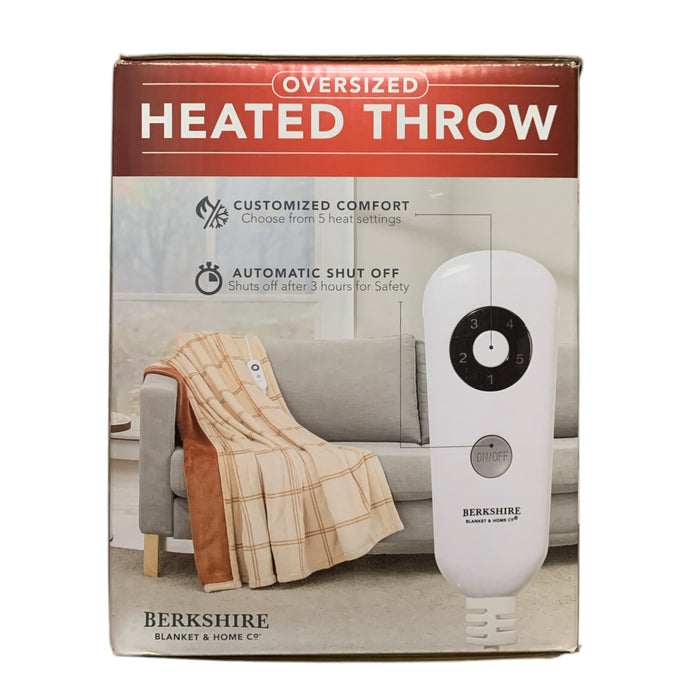 Berkshire Oversized Heated Throw with Auto Shut Off, 60"x70", Neutral
