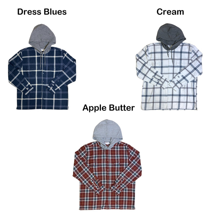 Aeropostale Men's Flannel Hoodie, Long Sleeve Button Down with Chest Pockets