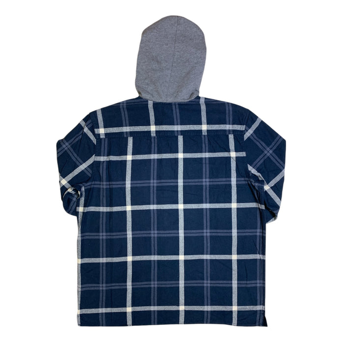 Aeropostale Men's Flannel Hoodie, Long Sleeve Button Down with Chest Pockets