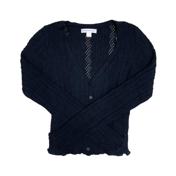 Aeropostale Women's Lightweight Slim Fit V-Neck Cropped Button-Up Cardigan