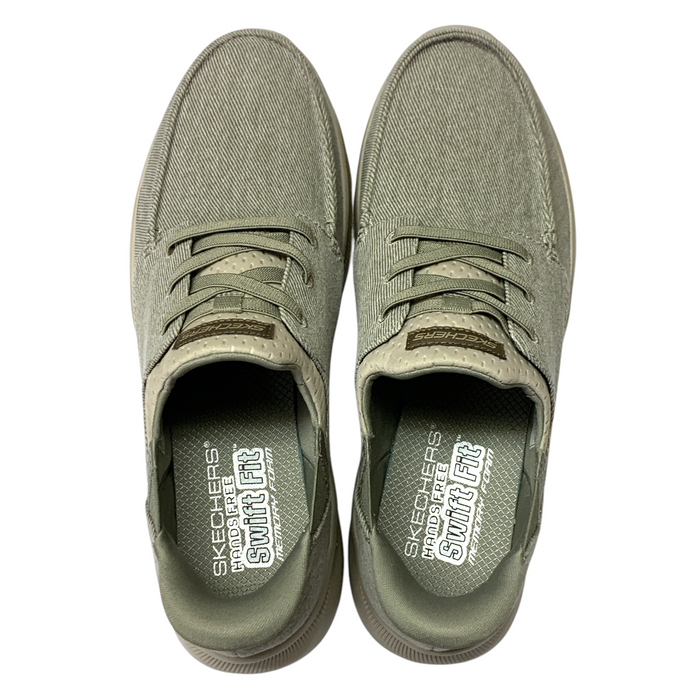 Skechers Men's Hands Free Swift Fit Moc Toe Canvas Sneaker (Wide Fit), 255010WS