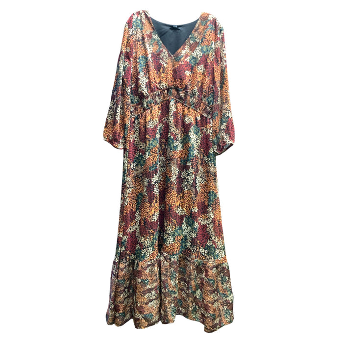 Frye Women's Elastic Waistband 3/4 Sleeves V-Neck Maxi Dress