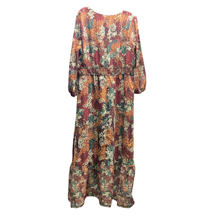 Frye Women's Elastic Waistband 3/4 Sleeves V-Neck Maxi Dress