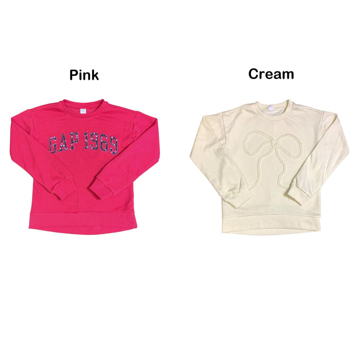 Gap Kids Girl's Crew Sweatshirt, Long Sleeve, Relaxed Fit, French Terry Fabric