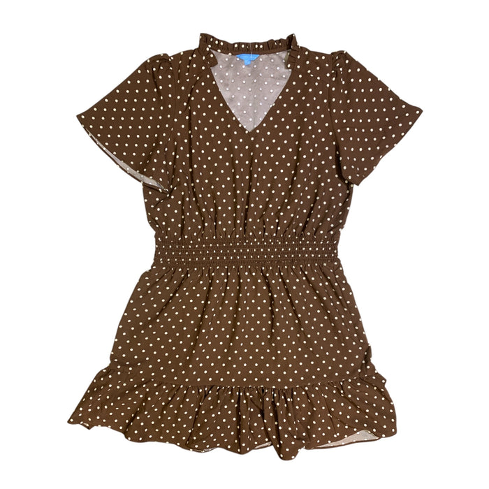 Draper James Womens Tiered Dress, V-Neck, Smocked Waistband and Ruffled Collar