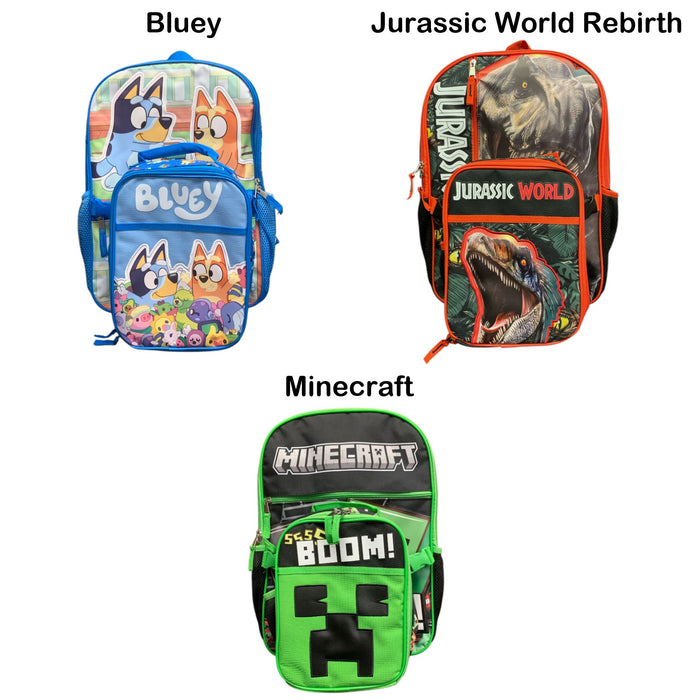 Kids' 17-Inch Licensed Character Backpack and Insulated Lunch Bag Set