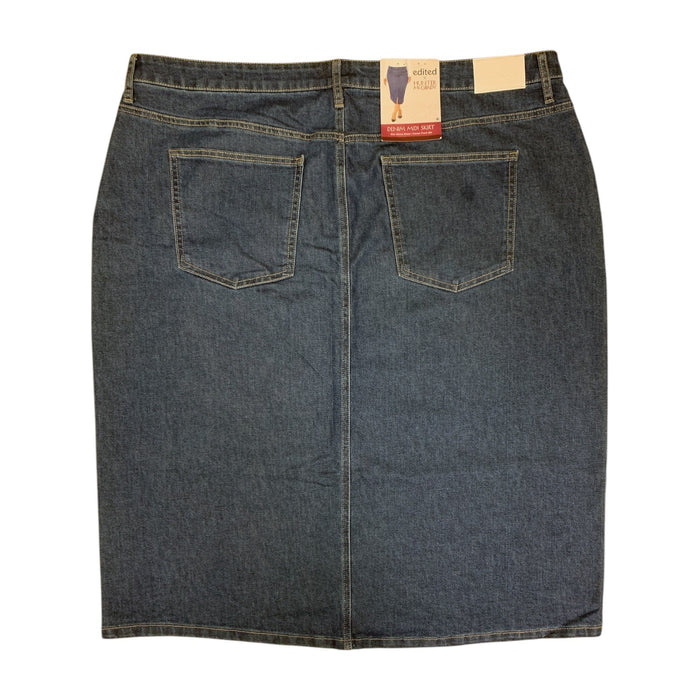 Edited by Hunter McGrady Women's Denim Midi Skirt, High-Rise Fit, Plus Size