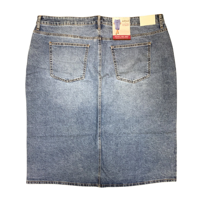 Edited by Hunter McGrady Women's Denim Midi Skirt, High-Rise Fit, Plus Size