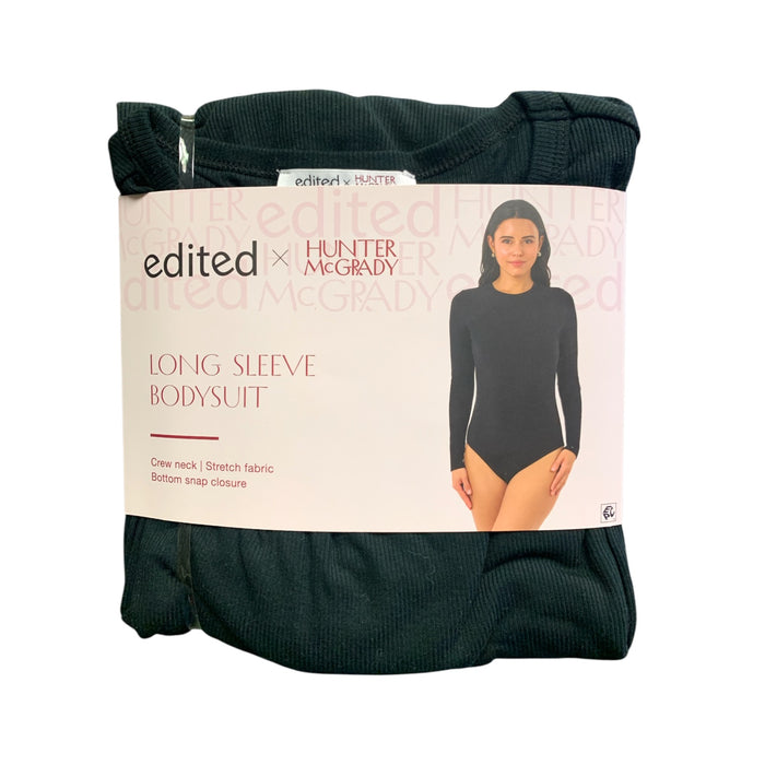 Edited by Hunter McGrady Womens Long Sleeve Bodysuit, Crewneck, Stretch Fabric