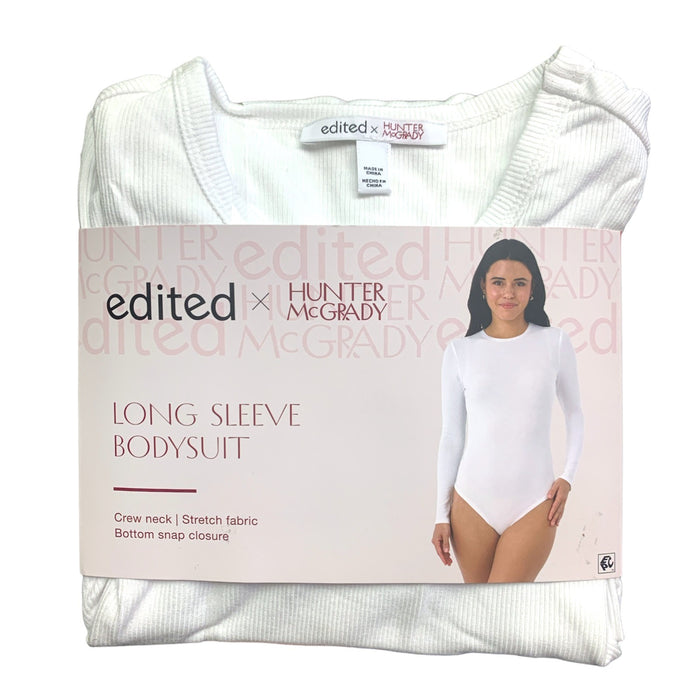 Edited by Hunter McGrady Womens Long Sleeve Bodysuit, Crewneck, Stretch Fabric